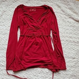 Motherhood Maternity long sleeve blouse, red, size small